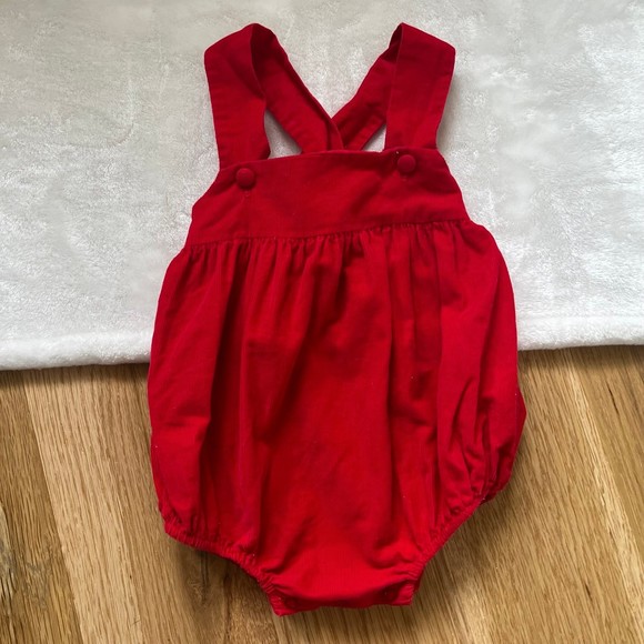 Other - Shrimp and Grits Corduroy Bubble Overalls Coveralls red criss cross